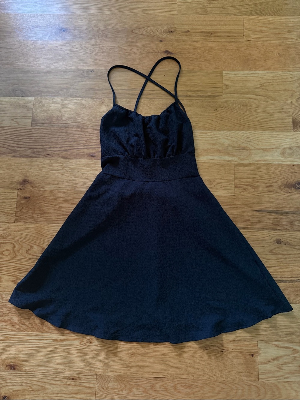 Amazon Black Crisscross-Strap Mini Dress